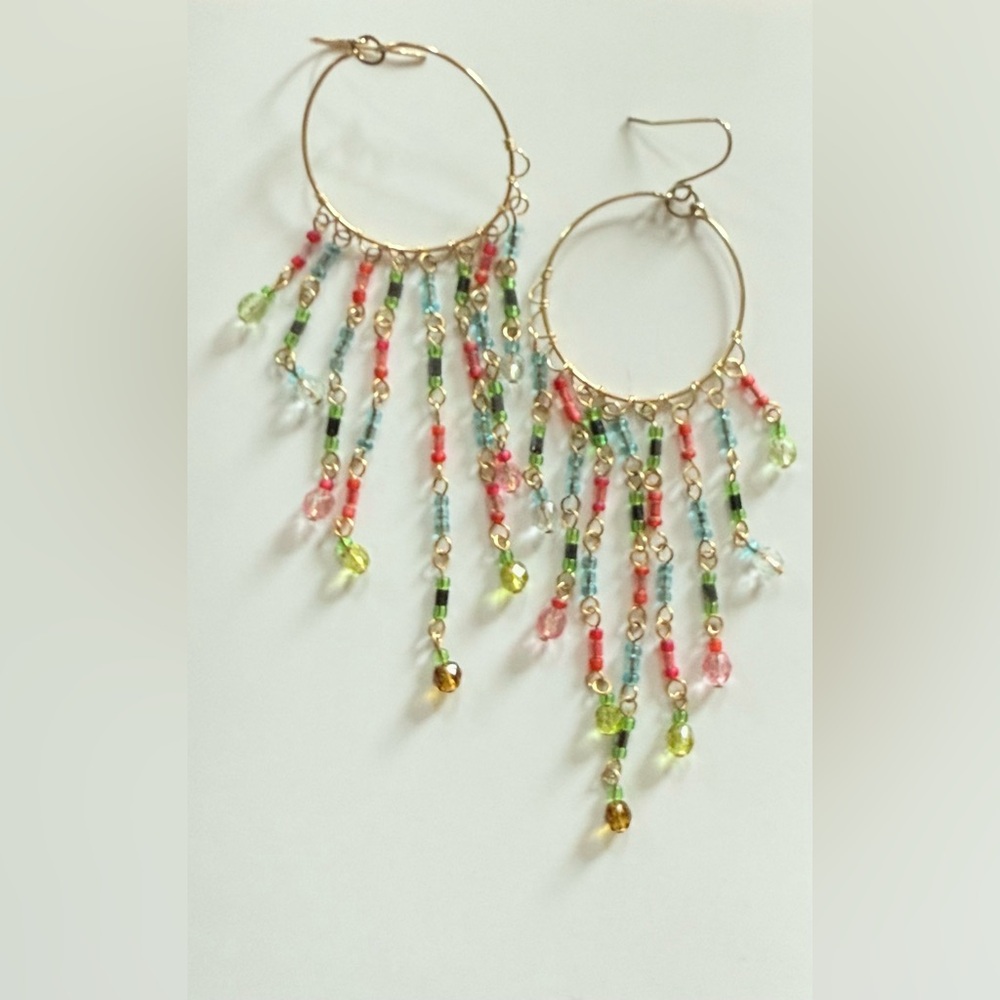 🌈 Cookie Lee Colorful Chandelier Earrings with Cascading Beads